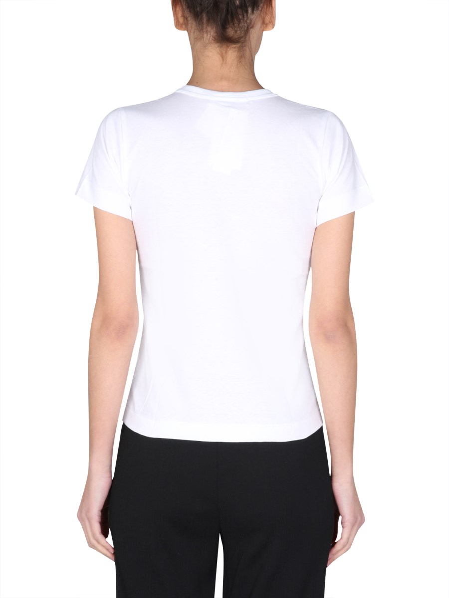 COMME DES GARCONS PLAY T-SHIRT IN COTONE CON PATCH LOGO