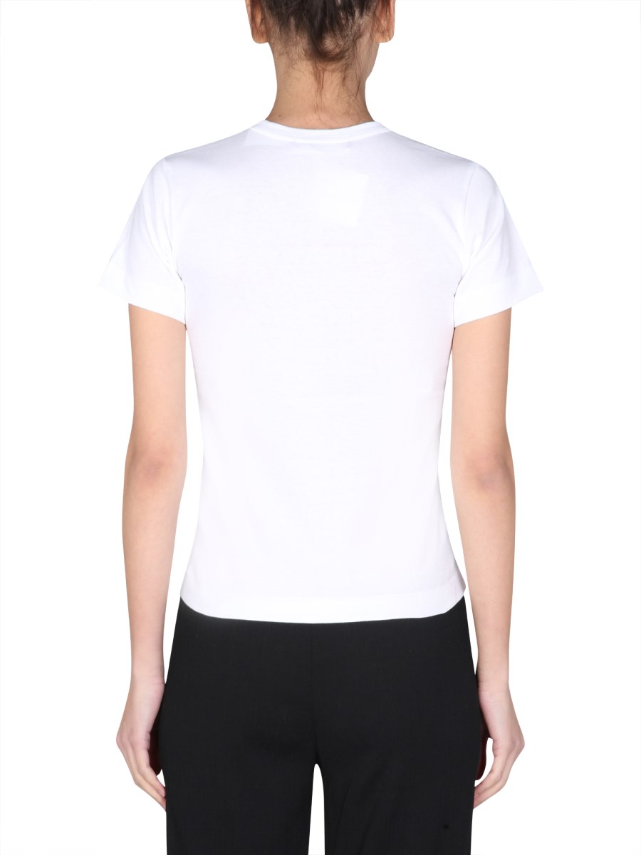 COMME DES GARCONS PLAY T-SHIRT IN COTONE CON PATCH LOGO