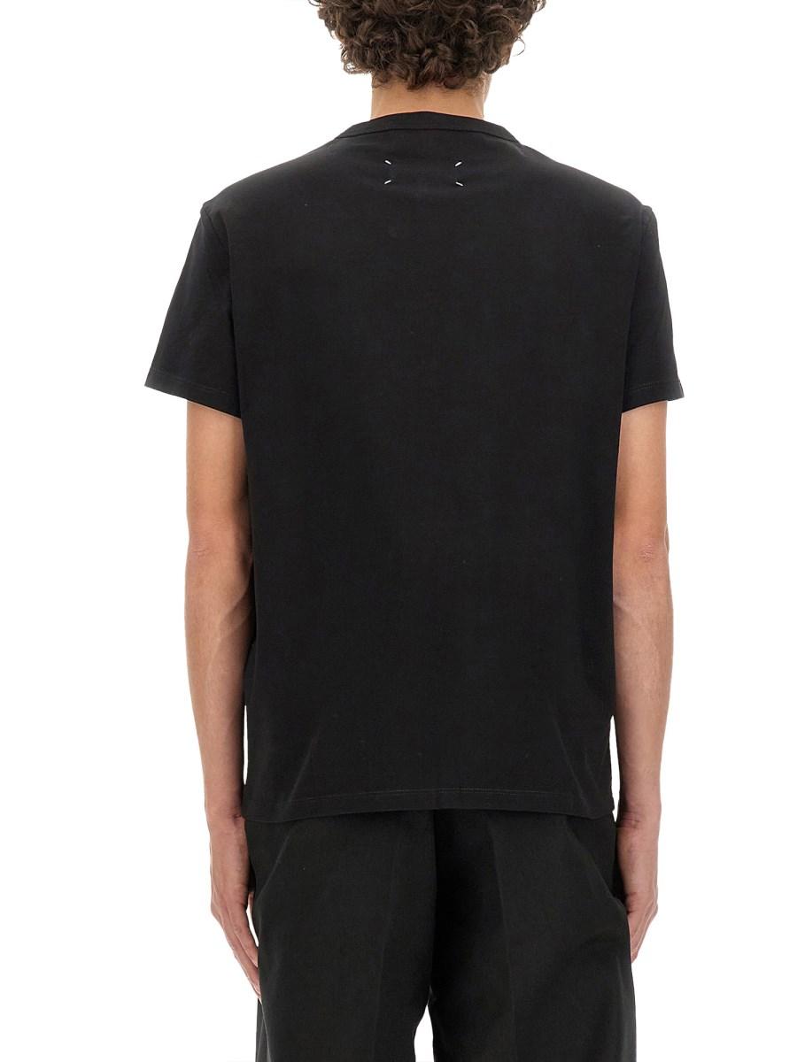 MAISON MARGIELA T-SHIRT IN COTONE MAKÒ CON LOGO RICAMATO