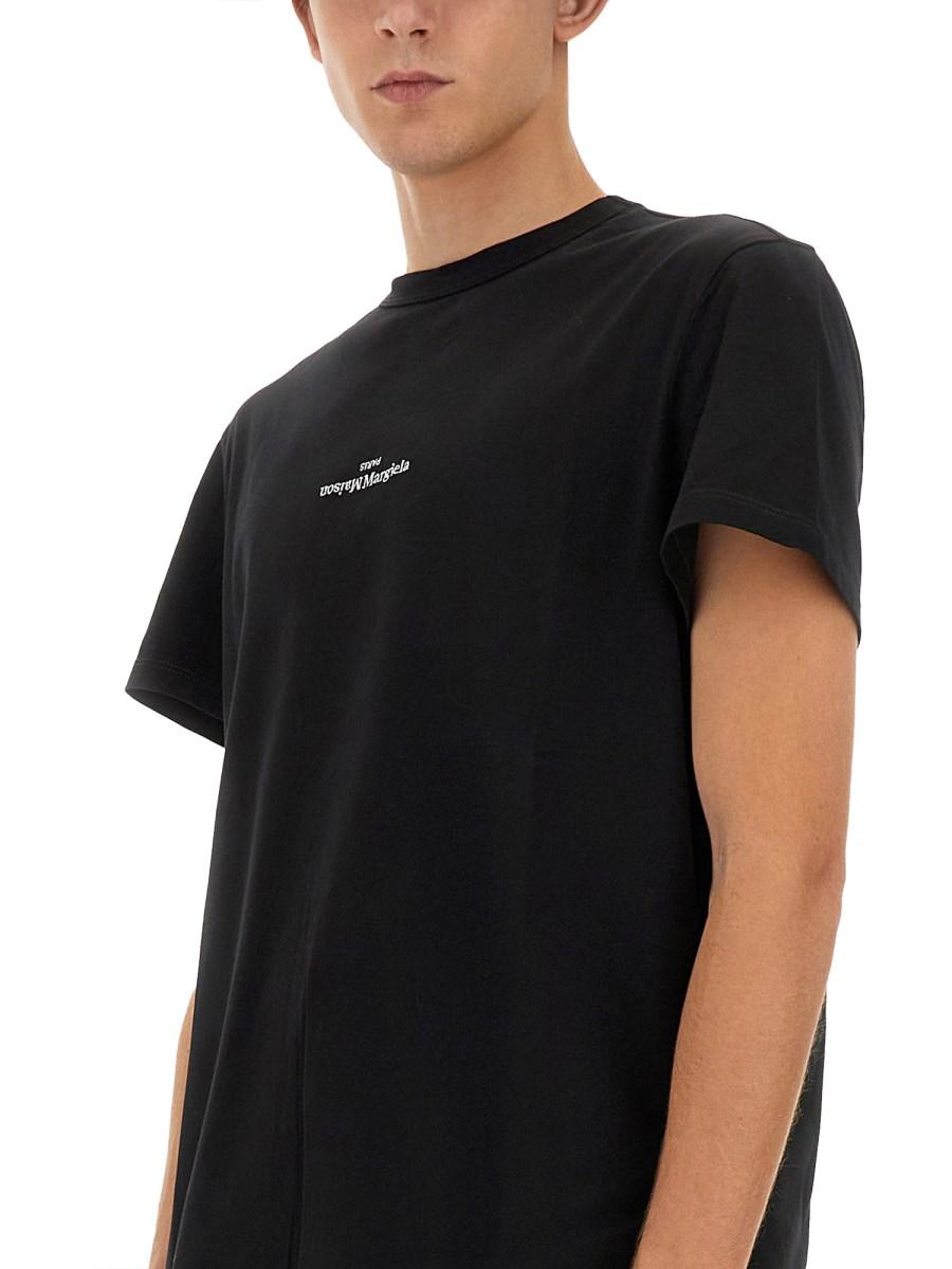 MAISON MARGIELA T-SHIRT IN COTONE MAKÒ CON LOGO RICAMATO
