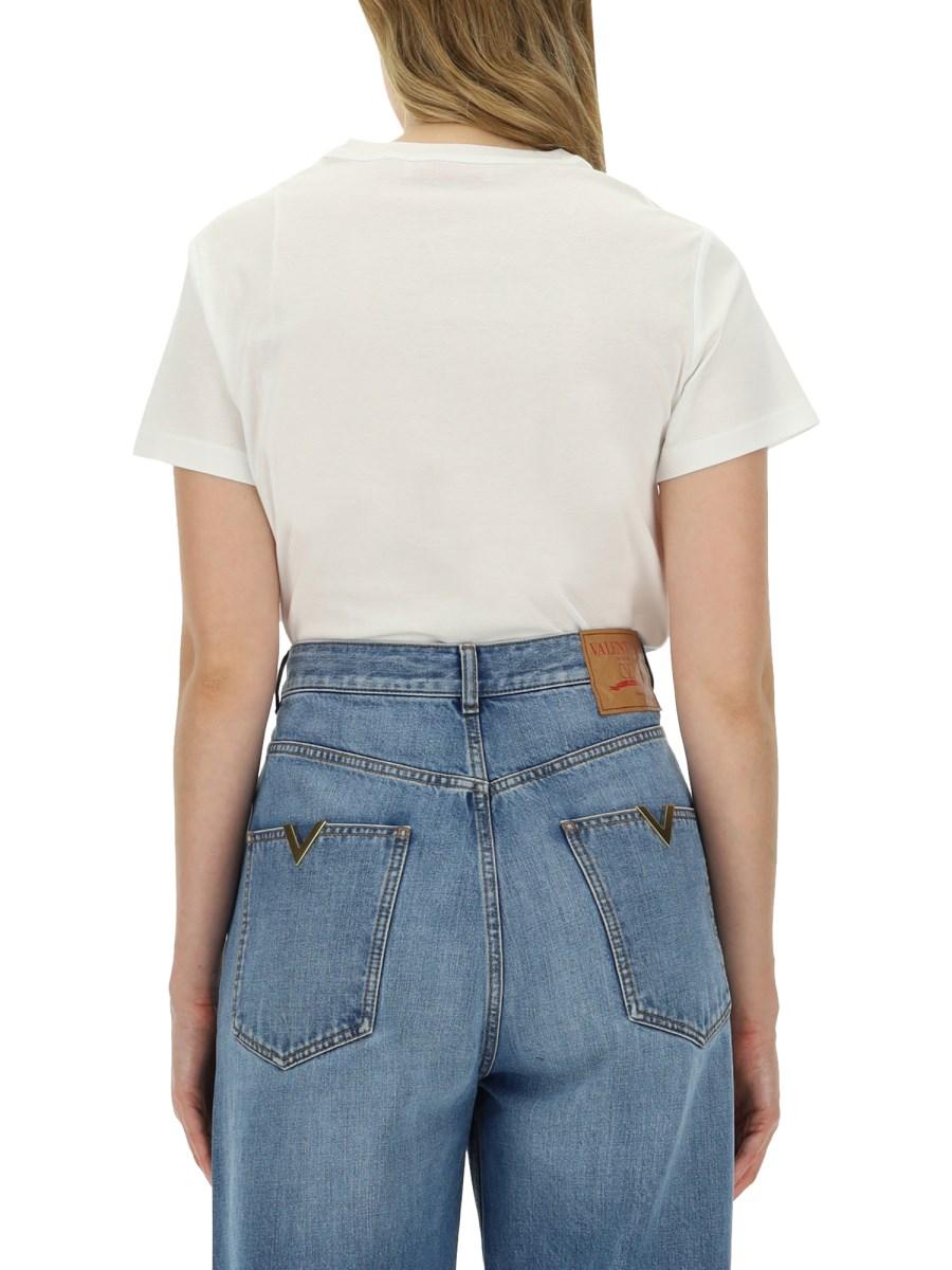 VALENTINO T-SHIRT IN JERSEY DI COOTNE CON DETTAGLIO V