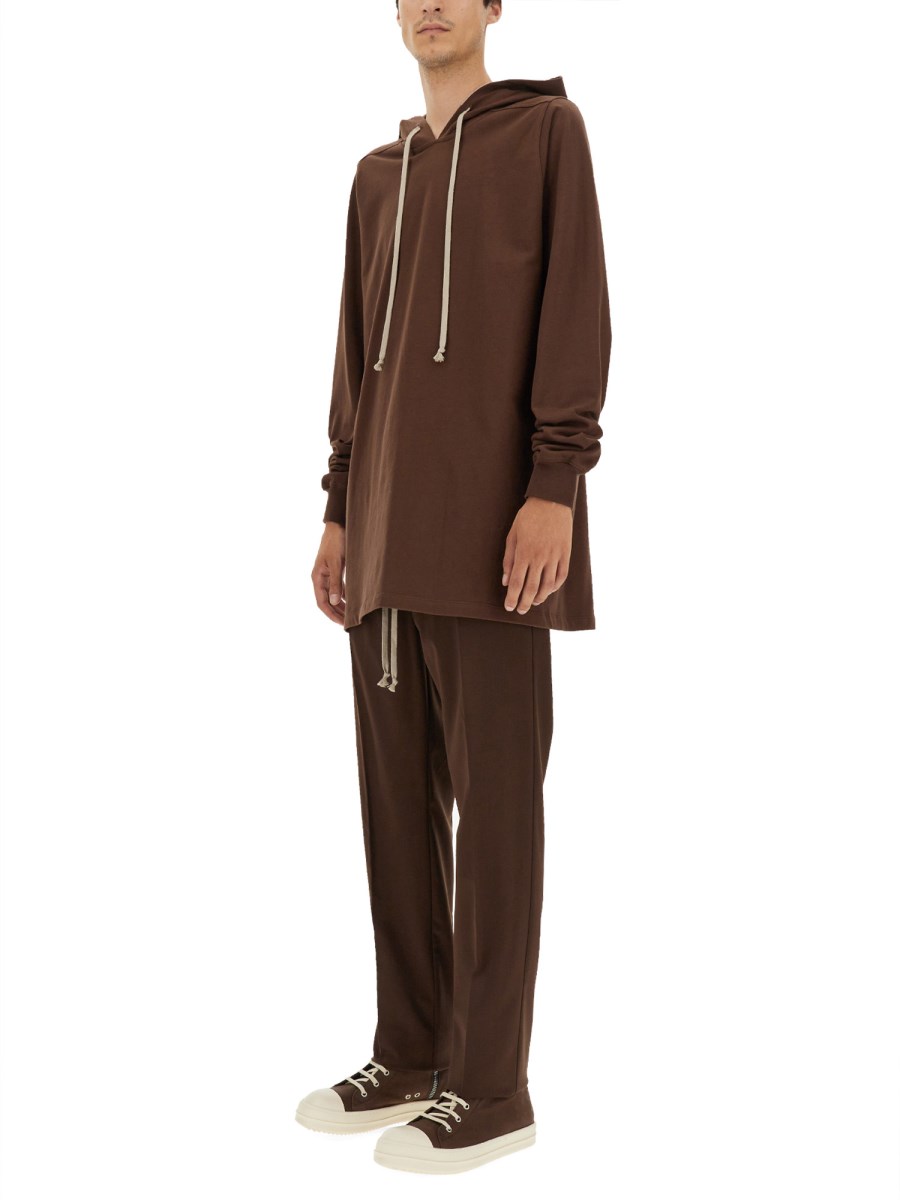 RICK OWENS T-SHIRT IN JERSEY DI COTONE CON CAPPUCCIO