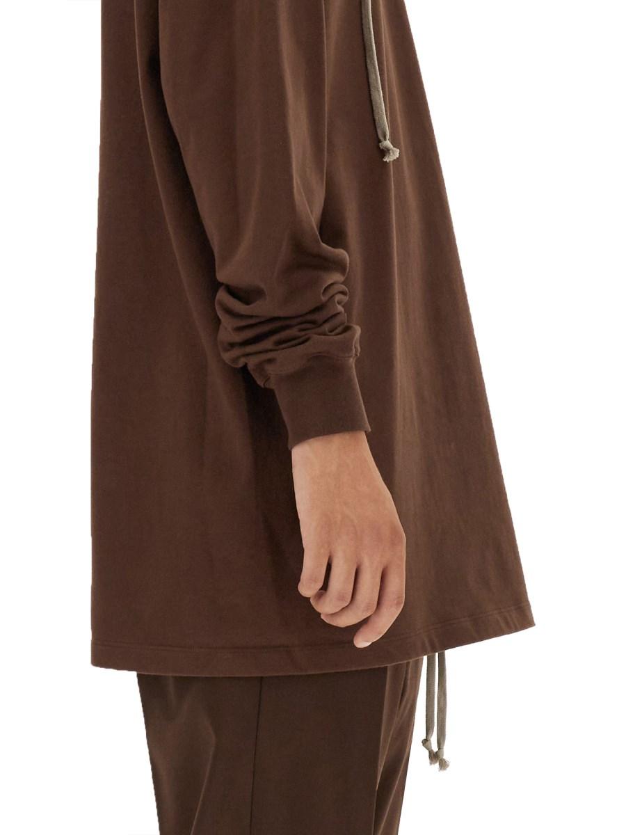 RICK OWENS T-SHIRT IN JERSEY DI COTONE CON CAPPUCCIO