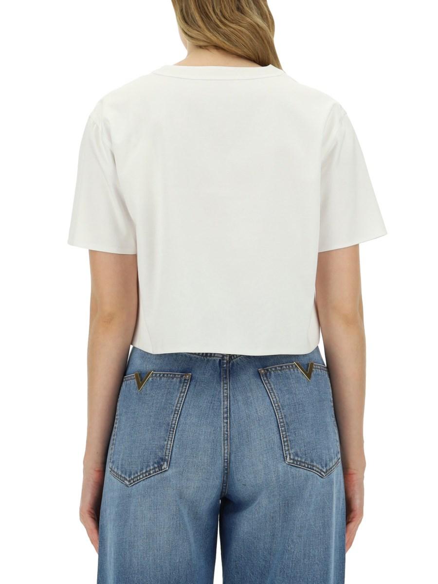 VALENTINO T-SHIRT IN JERSEY DI COTONE CON DETTAGLIO V