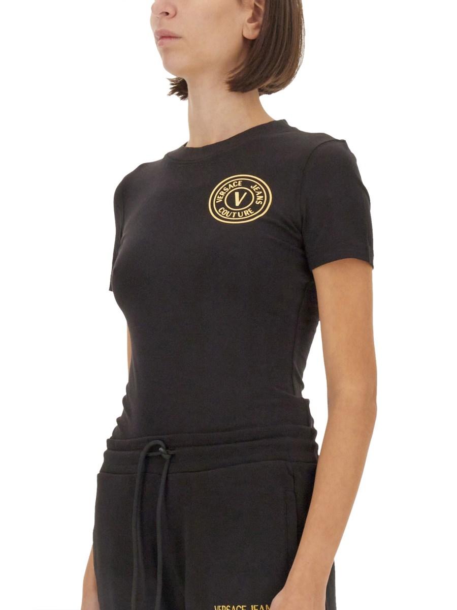 VERSACE JEANS COUTURE T-SHIRT IN JERSEY DI COTONE CON LOGO