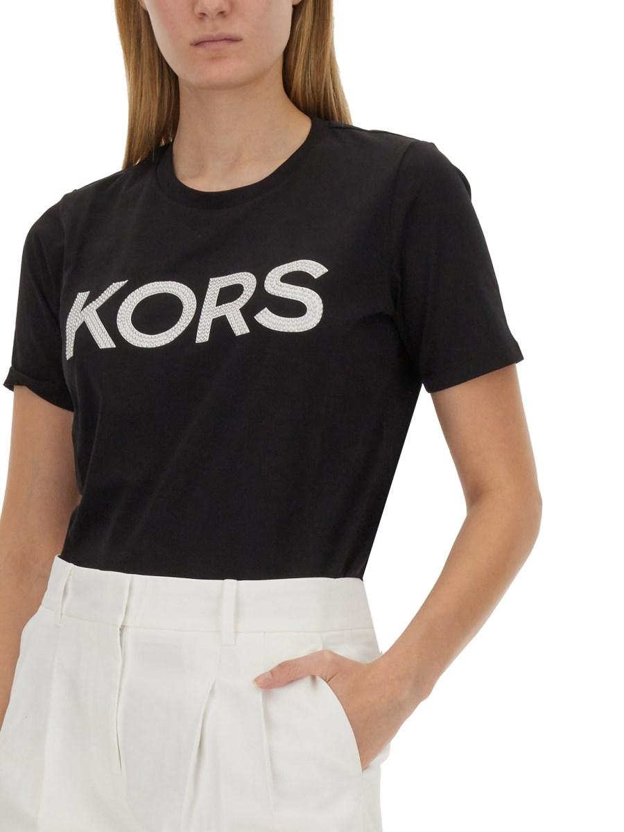 MICHAEL BY MICHAEL KORS T-SHIRT IN JERSEY DI COTONE CON LOGO BORCHIATO