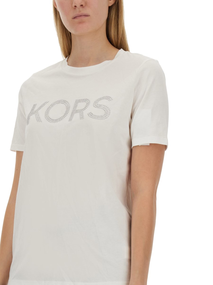 MICHAEL BY MICHAEL KORS T-SHIRT IN JERSEY DI COTONE CON LOGO BORCHIATO