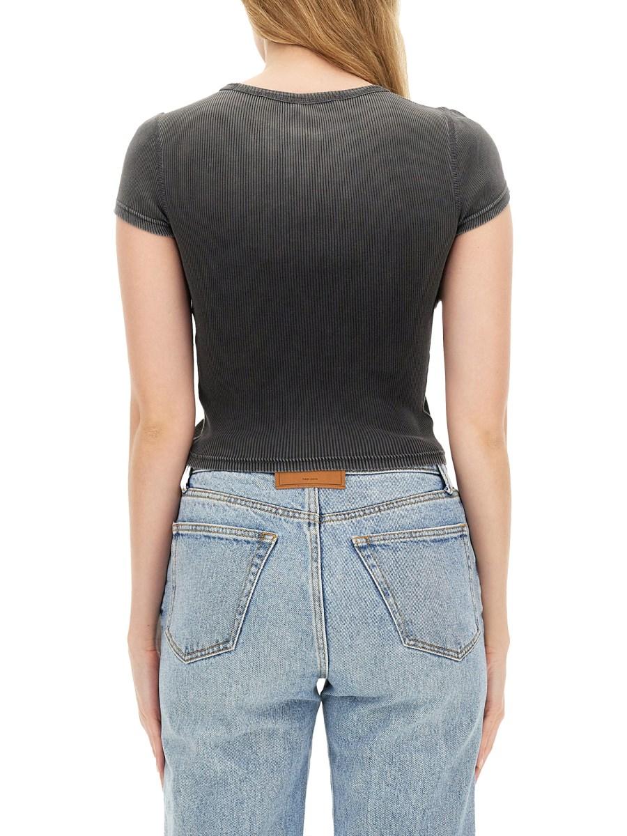 ALEXANDER WANG T-SHIRT IN JERSEY DI COTONE CON LOGO CON STRASS