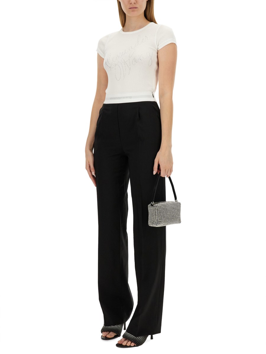 ALEXANDER WANG T-SHIRT IN JERSEY DI COTONE CON LOGO CON STRASS