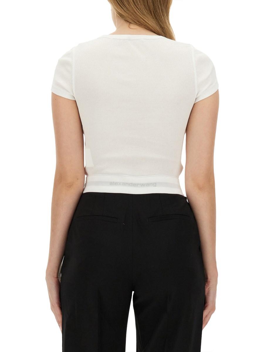 ALEXANDER WANG T-SHIRT IN JERSEY DI COTONE CON LOGO CON STRASS