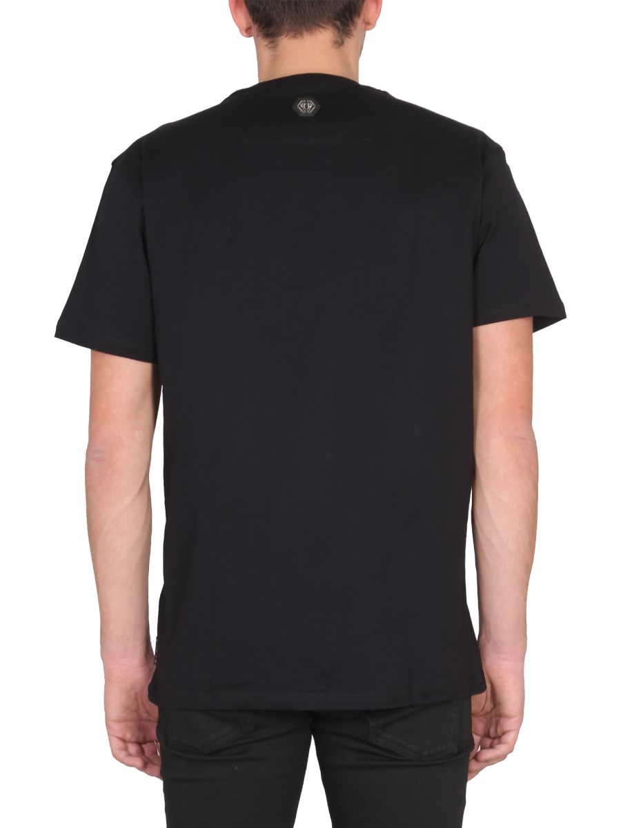 PHILIPP PLEIN T-SHIRT IN JERSEY DI COTONE CON LOGO CRISTALLI