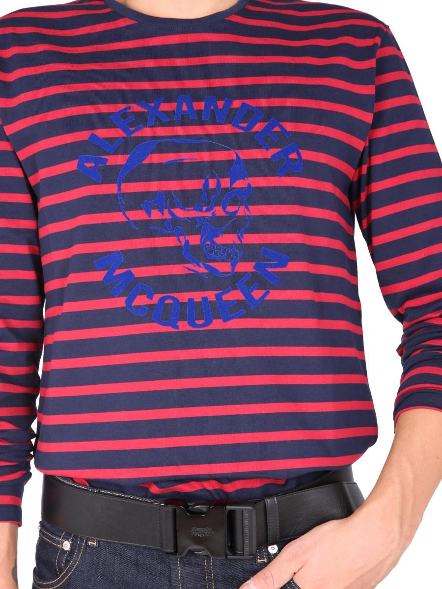 ALEXANDER McQUEEN T-SHIRT IN JERSEY DI COTONE CON LOGO FLOCCATO