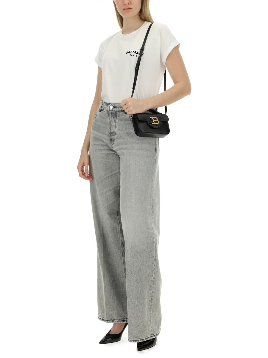 BALMAIN T-SHIRT IN JERSEY DI COTONE CON LOGO FLOCCATO