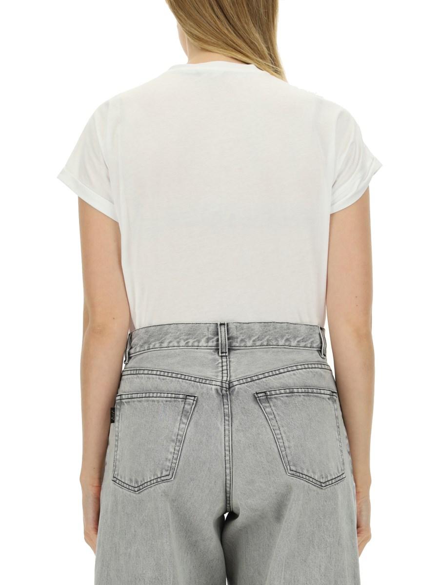 BALMAIN T-SHIRT IN JERSEY DI COTONE CON LOGO FLOCCATO