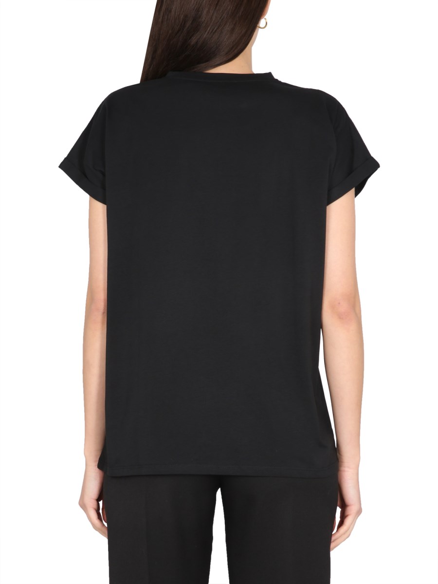 BALMAIN T-SHIRT IN JERSEY DI COTONE CON LOGO FLOCCATO