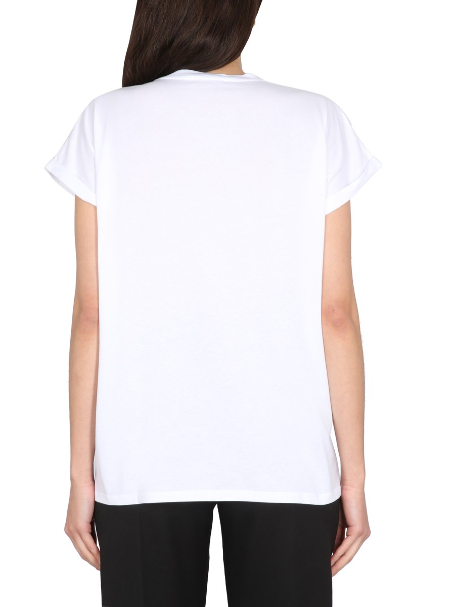 BALMAIN T-SHIRT IN JERSEY DI COTONE CON LOGO FLOCCATO