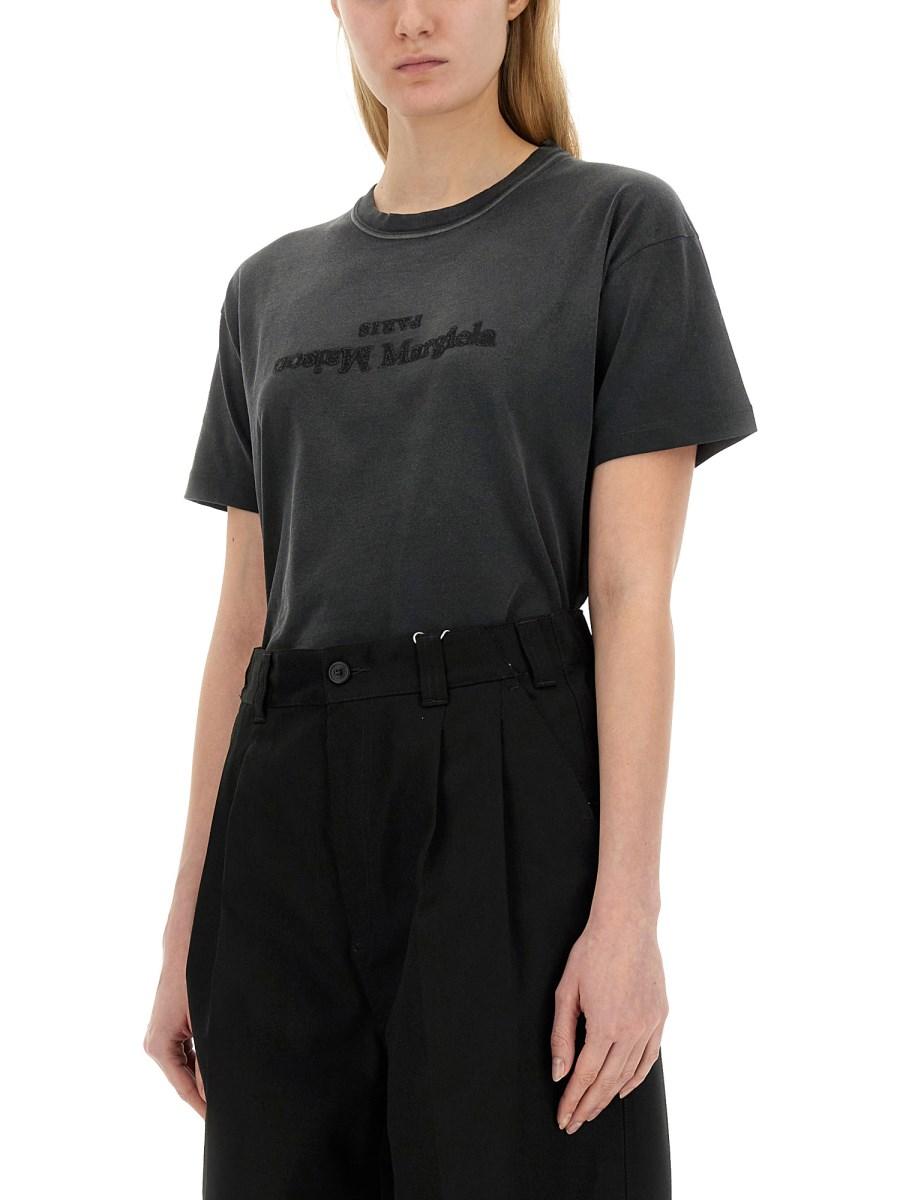 MAISON MARGIELA T-SHIRT IN JERSEY DI COTONE CON LOGO INVERSO