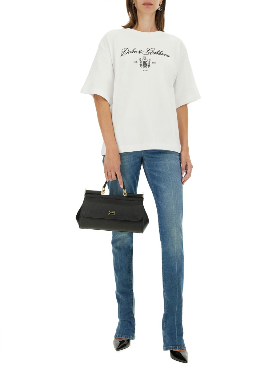 DOLCE & GABBANA T-SHIRT IN JERSEY DI COTONE CON LOGO LETTERING