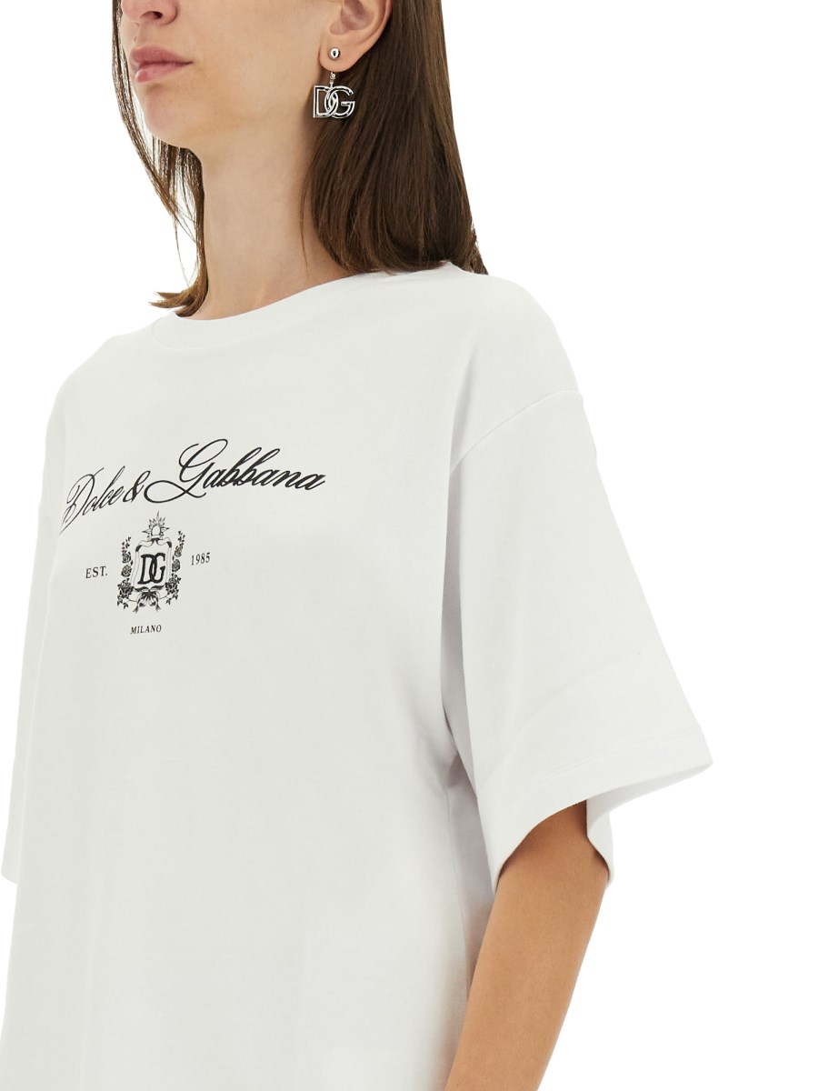 DOLCE & GABBANA T-SHIRT IN JERSEY DI COTONE CON LOGO LETTERING