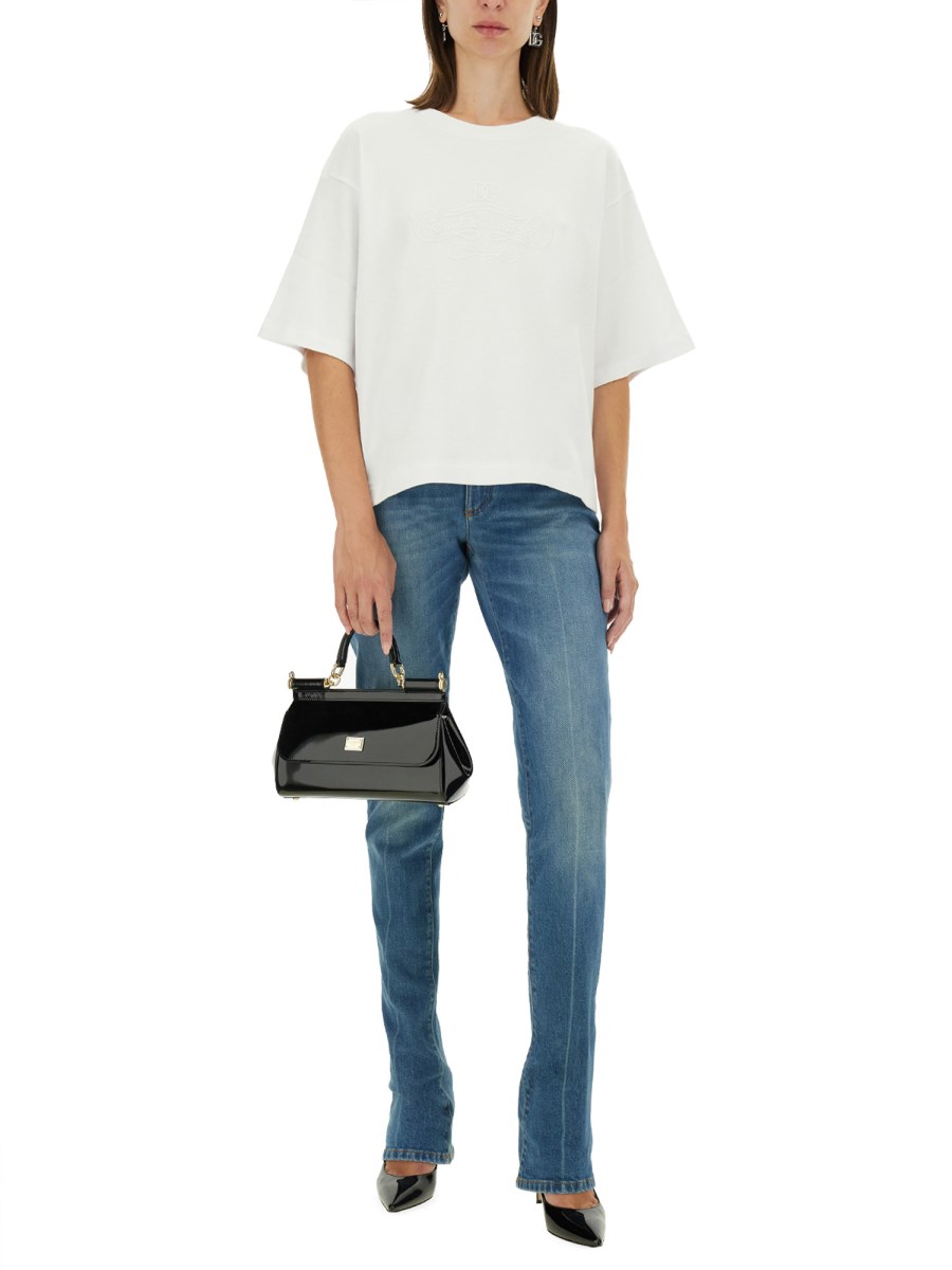 DOLCE & GABBANA T-SHIRT IN JERSEY DI COTONE CON LOGO LETTERING