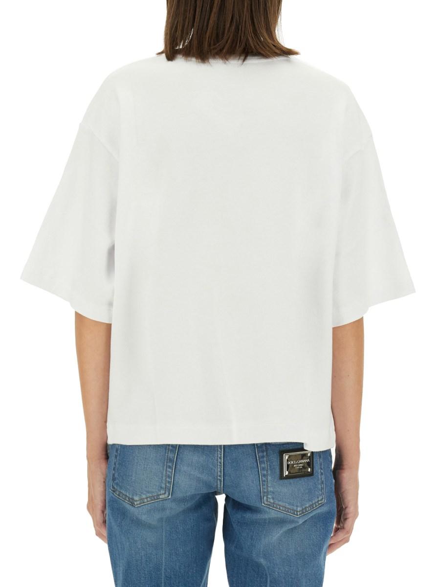 DOLCE & GABBANA T-SHIRT IN JERSEY DI COTONE CON LOGO LETTERING
