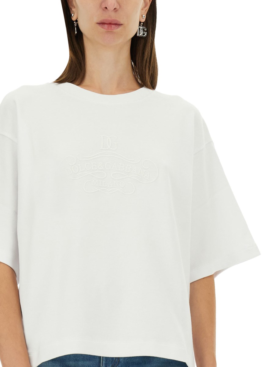 DOLCE & GABBANA T-SHIRT IN JERSEY DI COTONE CON LOGO LETTERING