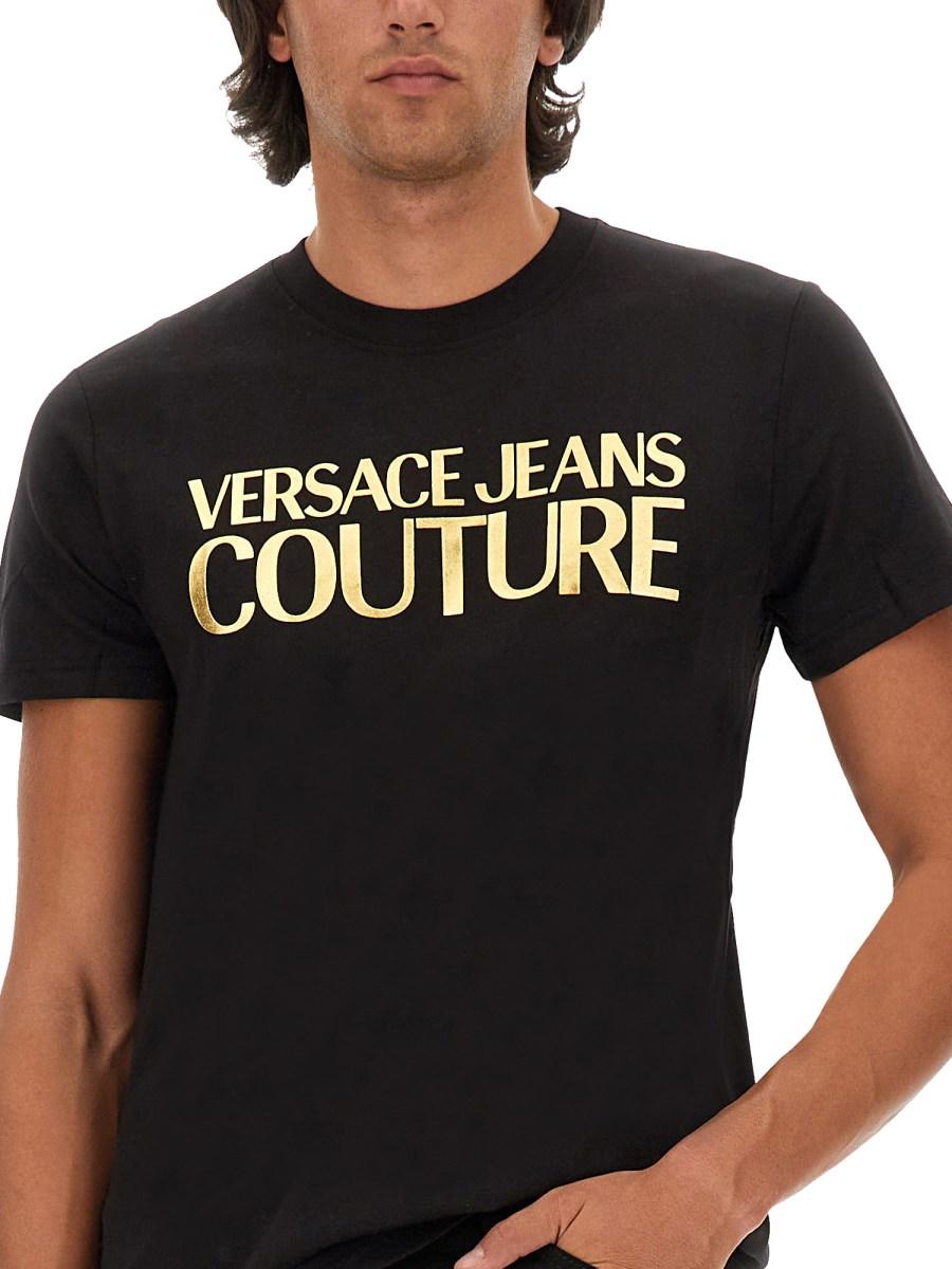 VERSACE JEANS COUTURE T-SHIRT IN JERSEY DI COTONE CON LOGO