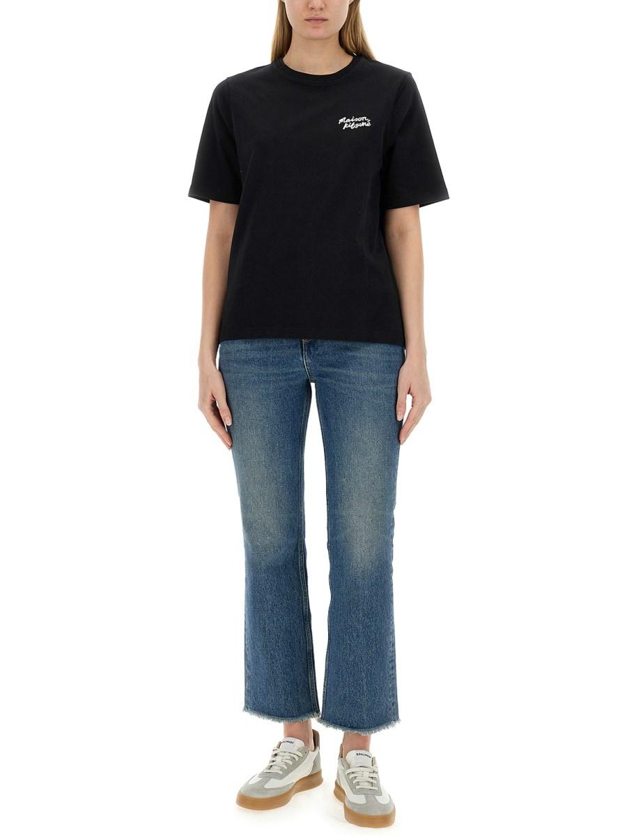 MAISON KITSUNÉ T-SHIRT IN JERSEY DI COTONE CON LOGO