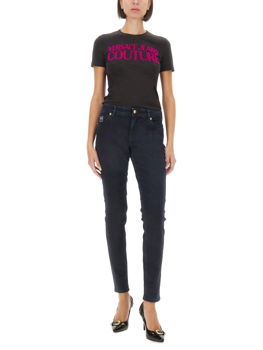 VERSACE JEANS COUTURE T-SHIRT IN JERSEY DI COTONE CON LOGO