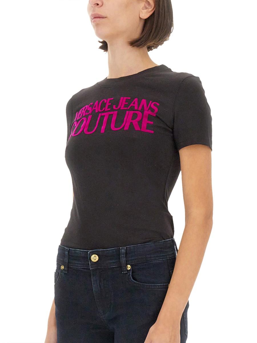 VERSACE JEANS COUTURE T-SHIRT IN JERSEY DI COTONE CON LOGO