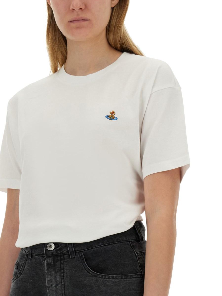 VIVIENNE WESTWOOD T-SHIRT IN JERSEY DI COTONE CON LOGO ORB