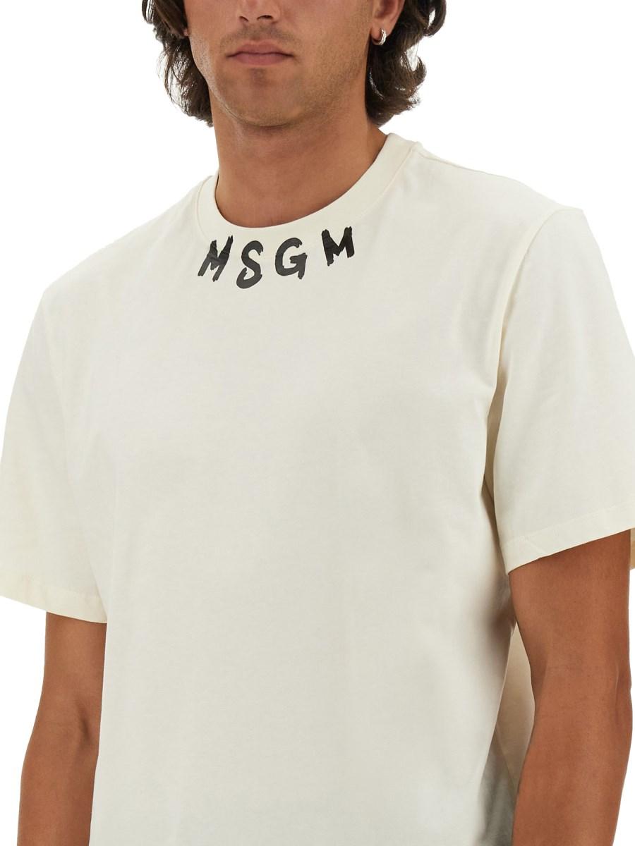 MSGM T-SHIRT IN JERSEY DI COTONE CON LOGO PENNELLATO