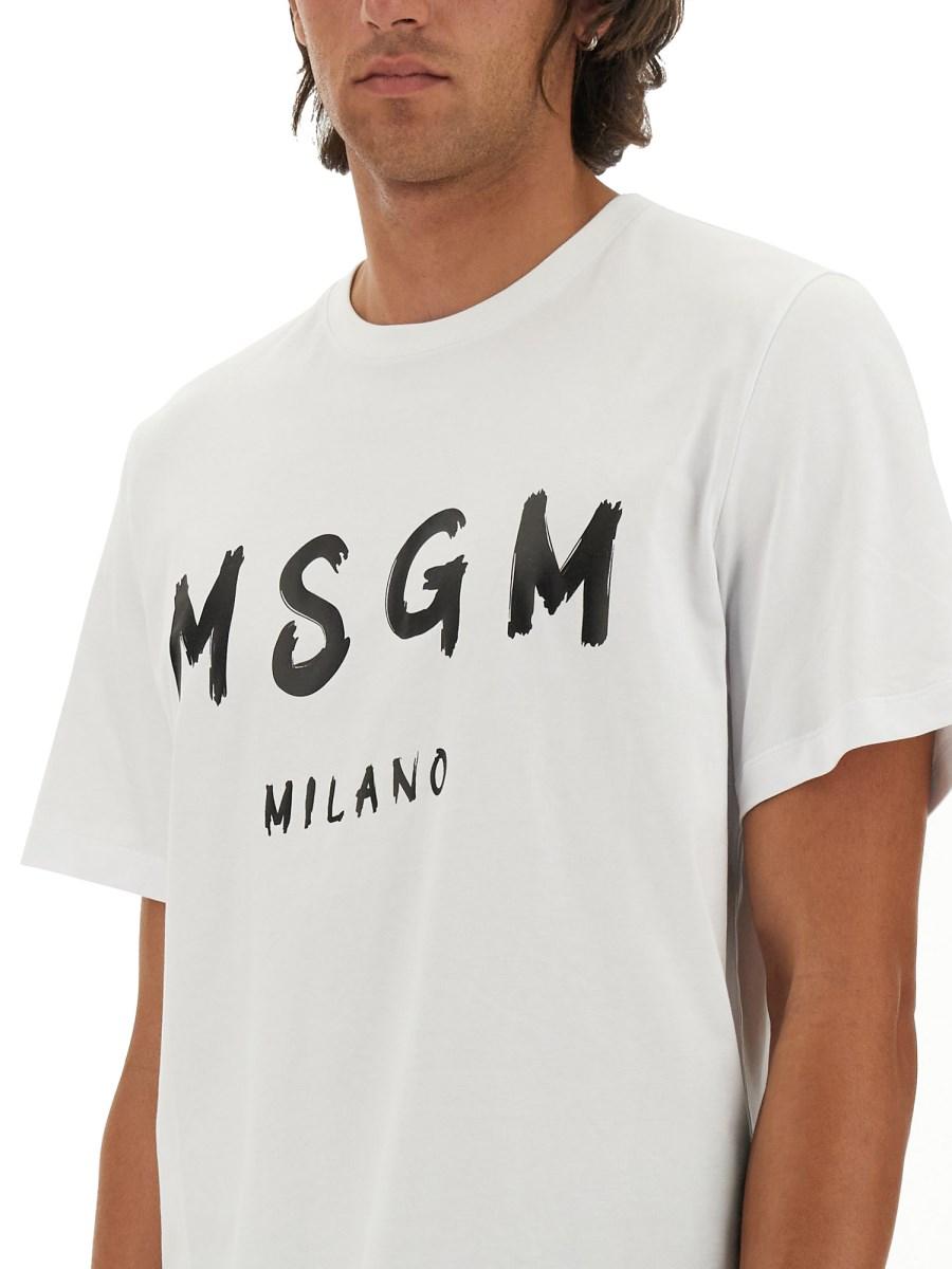 MSGM T-SHIRT IN JERSEY DI COTONE CON LOGO PENNELLATO