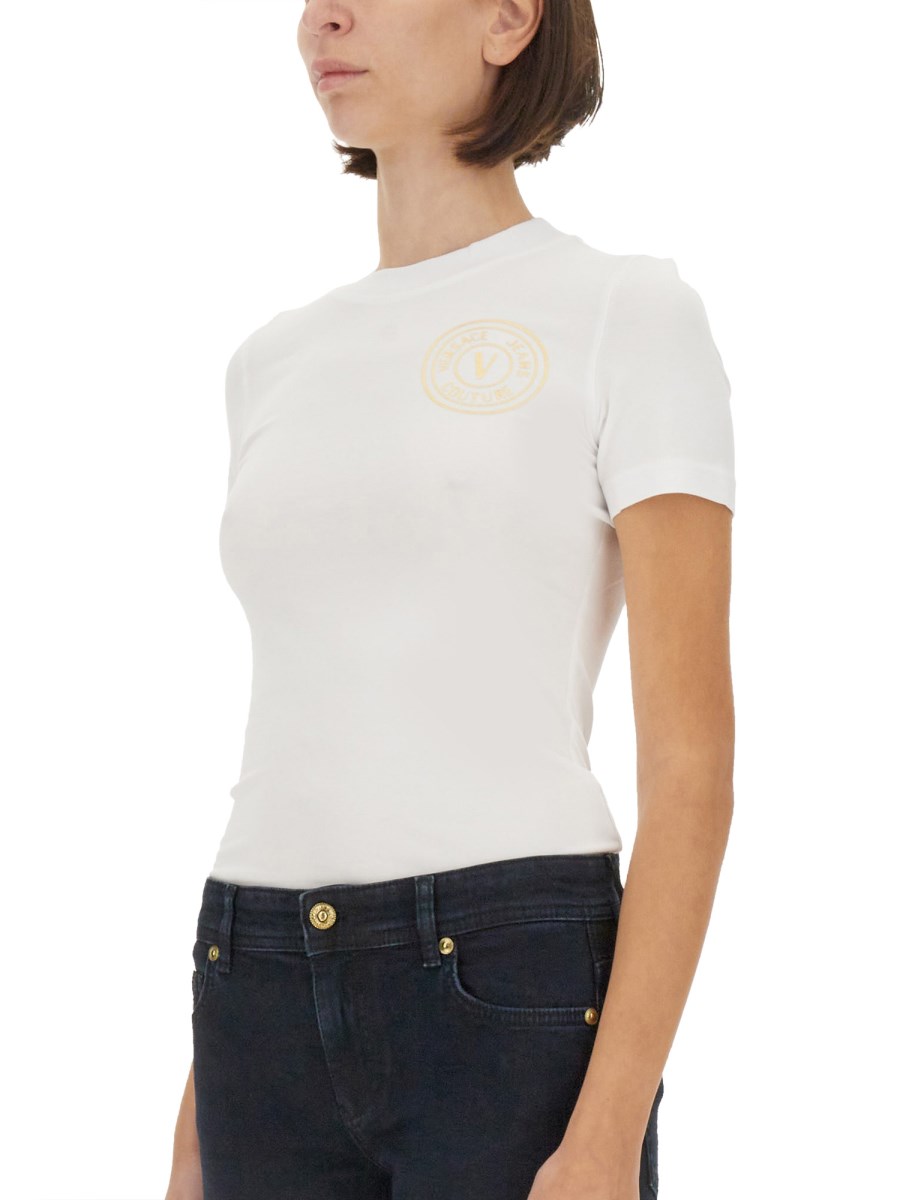 VERSACE JEANS COUTURE T-SHIRT IN JERSEY DI COTONE CON LOGO