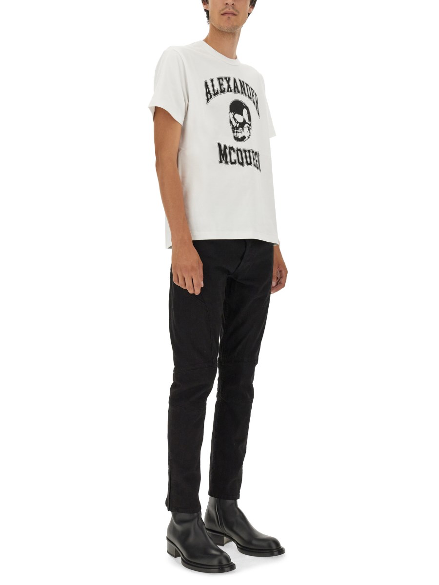 ALEXANDER McQUEEN T-SHIRT IN JERSEY DI COTONE CON LOGO SKULL