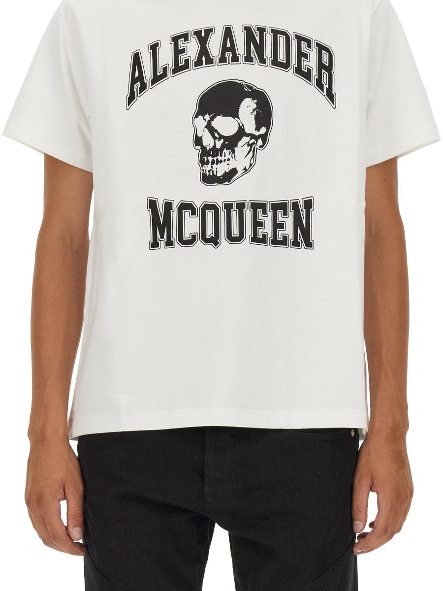 ALEXANDER McQUEEN T-SHIRT IN JERSEY DI COTONE CON LOGO SKULL