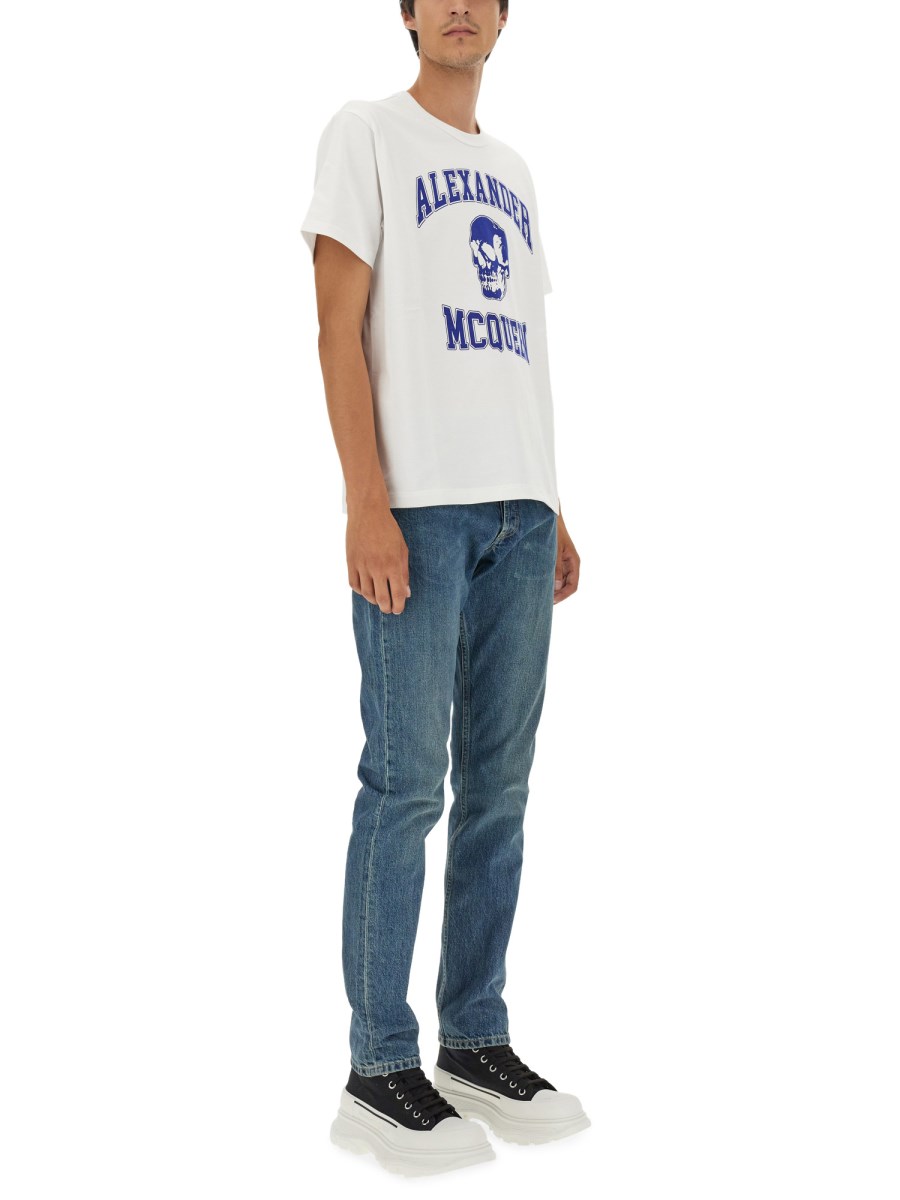 ALEXANDER McQUEEN T-SHIRT IN JERSEY DI COTONE CON LOGO SKULL
