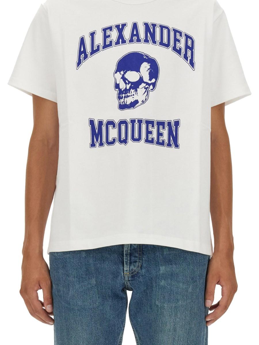 ALEXANDER McQUEEN T-SHIRT IN JERSEY DI COTONE CON LOGO SKULL