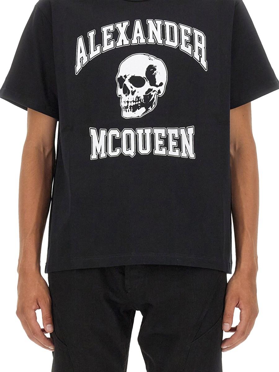 ALEXANDER McQUEEN T-SHIRT IN JERSEY DI COTONE CON LOGO SKULL