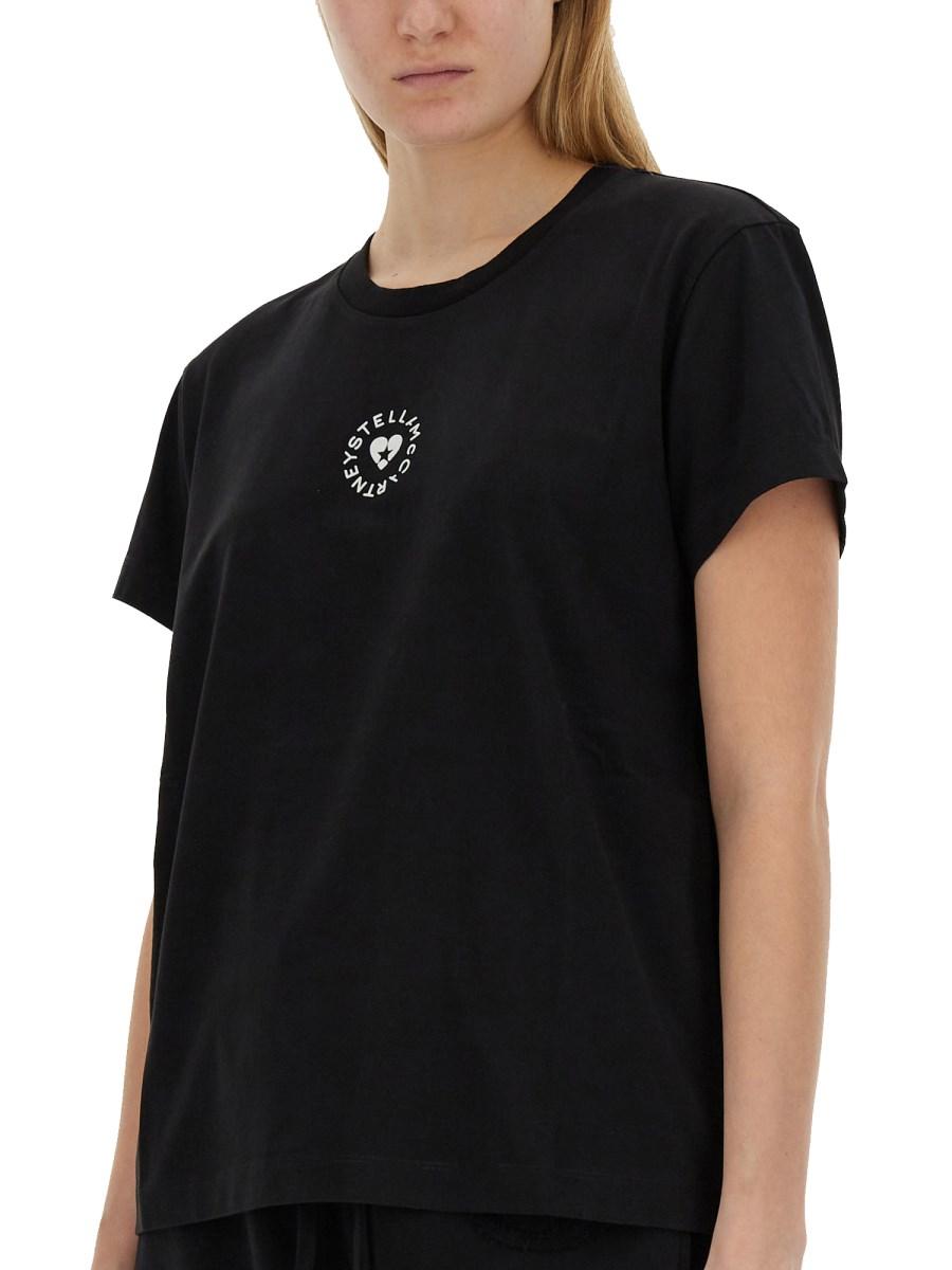 STELLA McCARTNEY T-SHIRT IN JERSEY DI COTONE CON LOGO