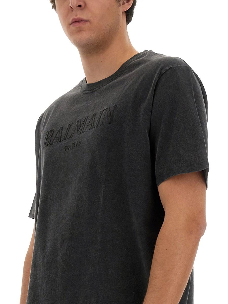 BALMAIN T-SHIRT IN JERSEY DI COTONE CON LOGO VINTAGE
