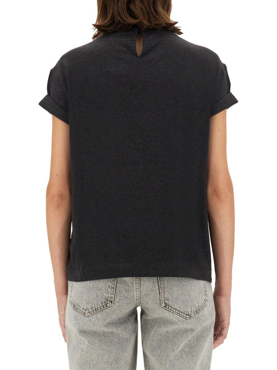 BRUNELLO CUCINELLI T-SHIRT IN JERSEY DI COTONE CON MONILE