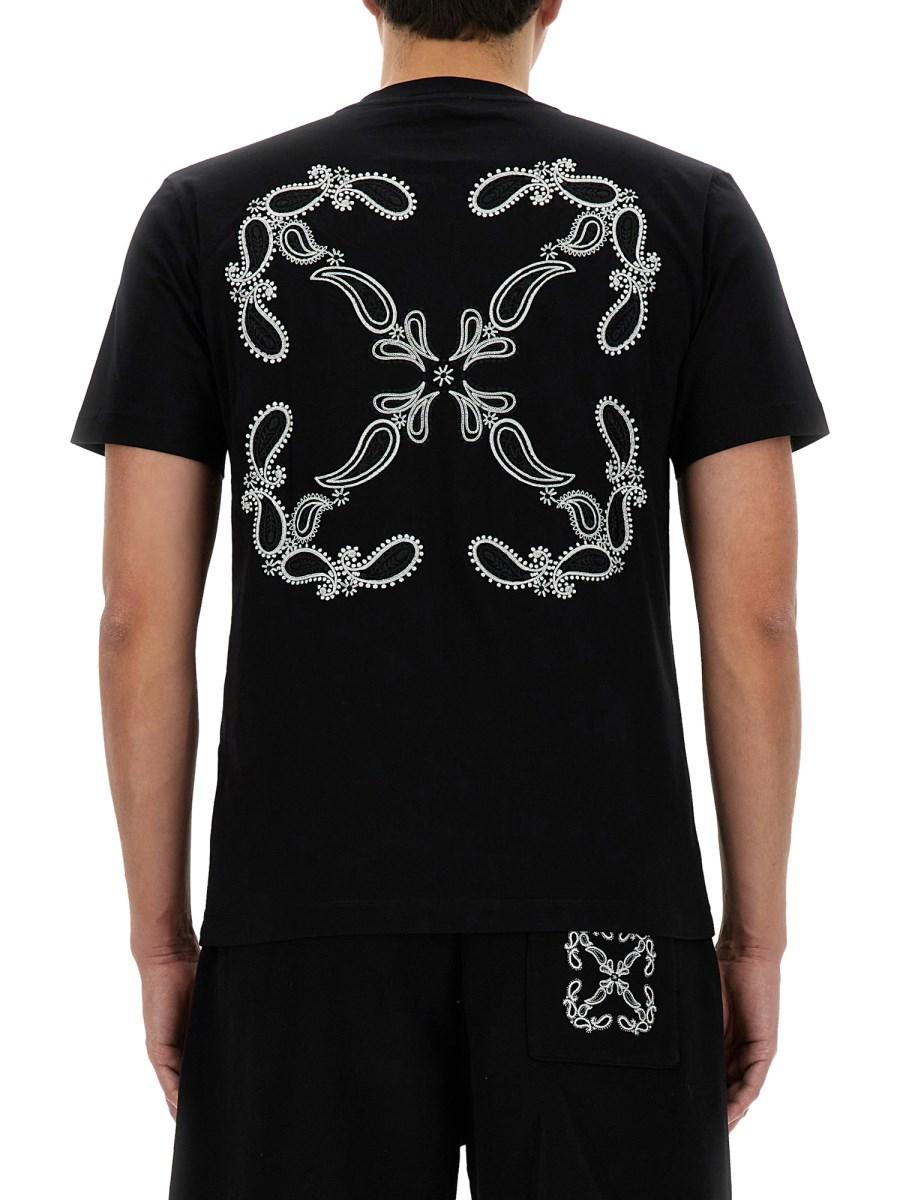 OFF-WHITE T-SHIRT IN JERSEY DI COTONE CON MOTIVO BANDANA