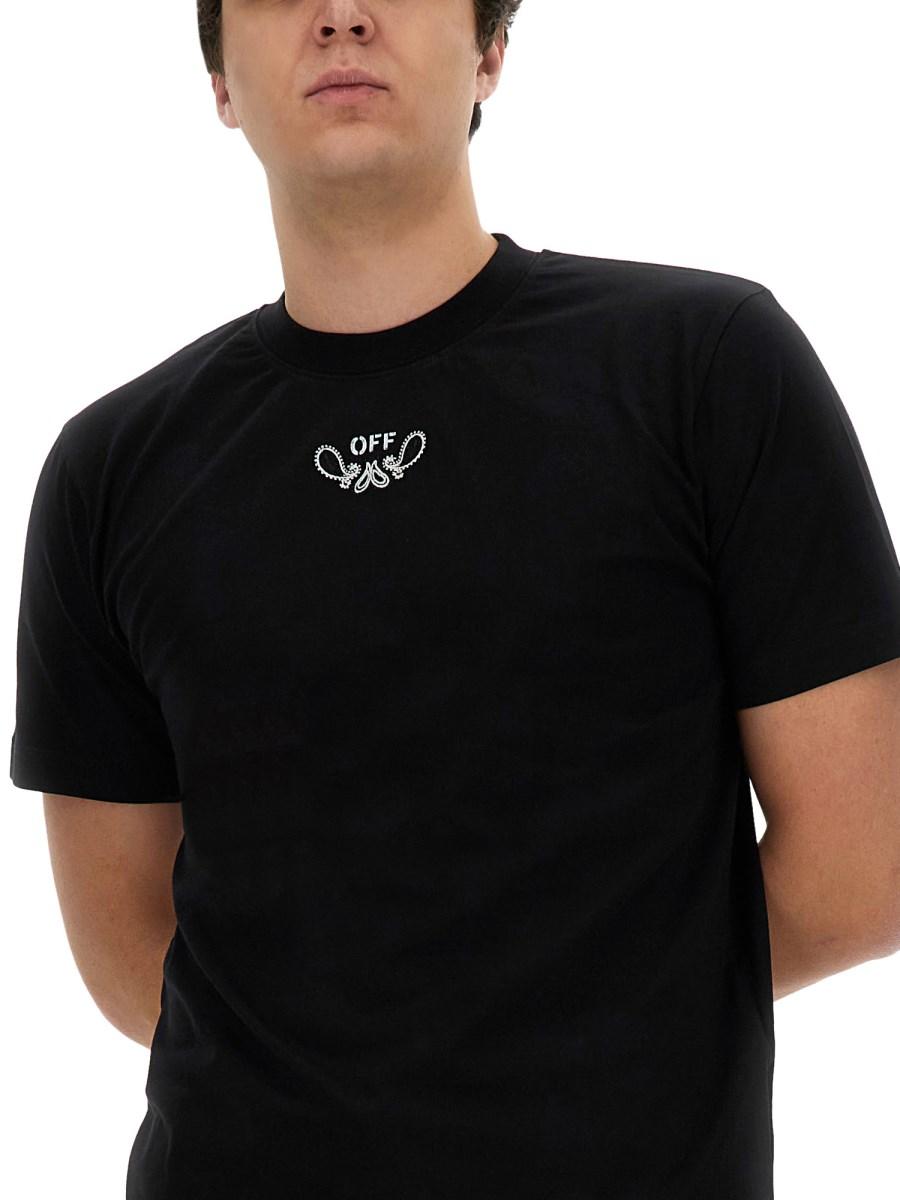 OFF-WHITE T-SHIRT IN JERSEY DI COTONE CON MOTIVO BANDANA
