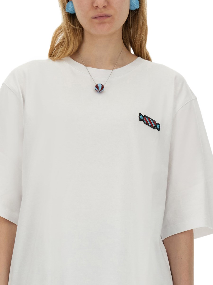 FIORUCCI T-SHIRT IN JERSEY DI COTONE CON PATCH CANDY