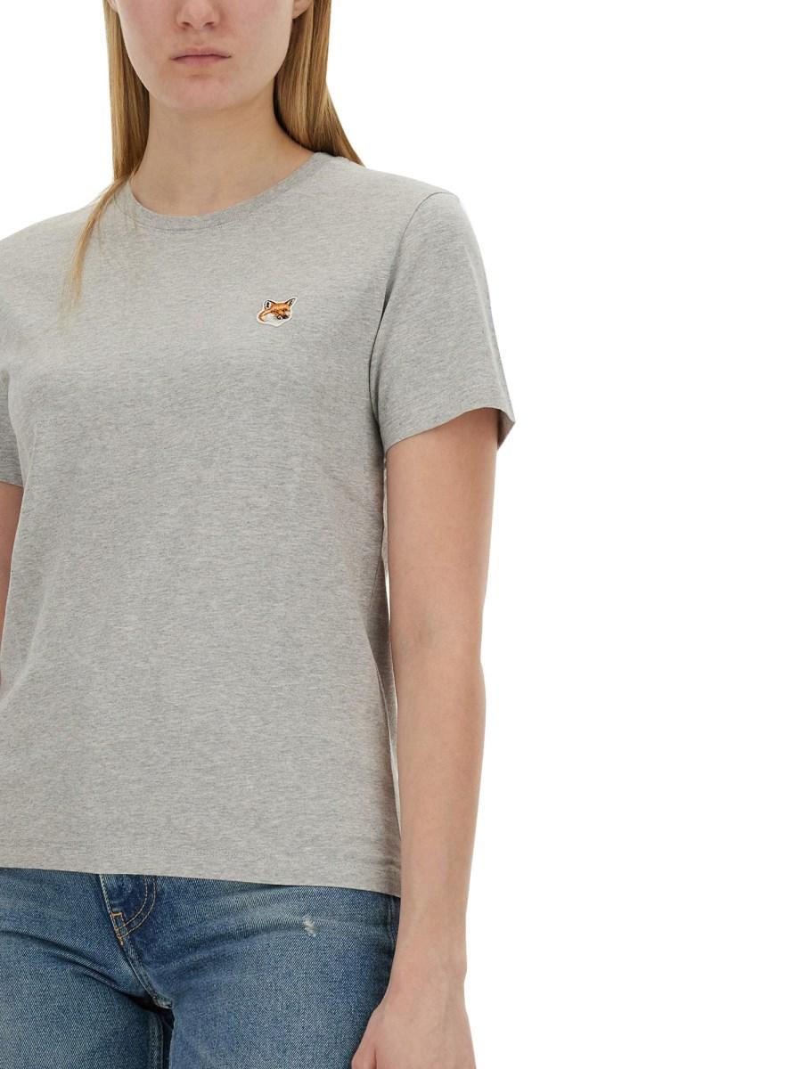 MAISON KITSUNÉ T-SHIRT IN JERSEY DI COTONE CON PATCH FOX