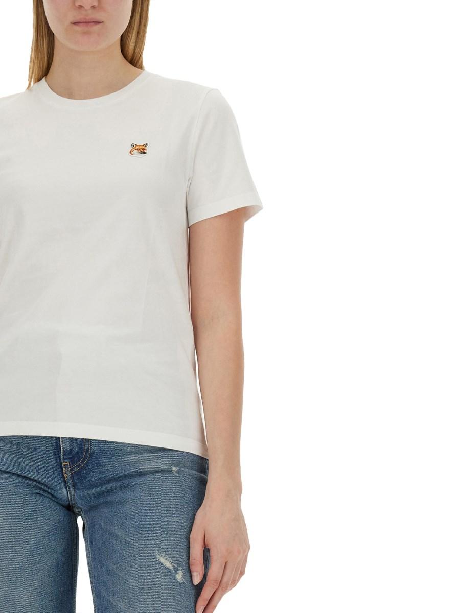 MAISON KITSUNÉ T-SHIRT IN JERSEY DI COTONE CON PATCH FOX