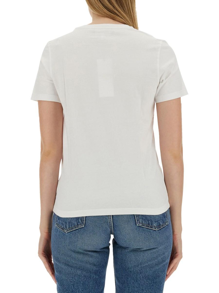 MAISON KITSUNÉ T-SHIRT IN JERSEY DI COTONE CON PATCH FOX