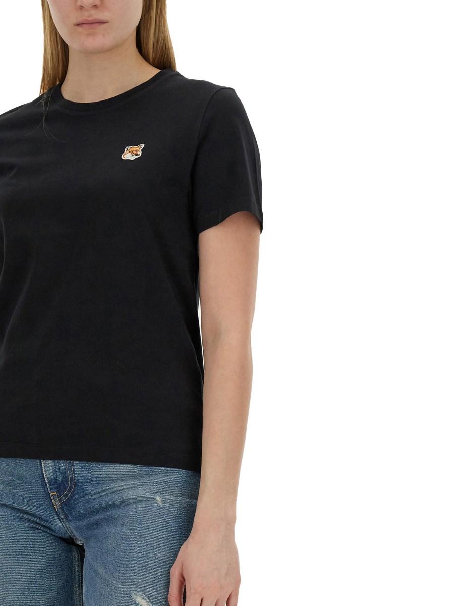 MAISON KITSUNÉ T-SHIRT IN JERSEY DI COTONE CON PATCH FOX