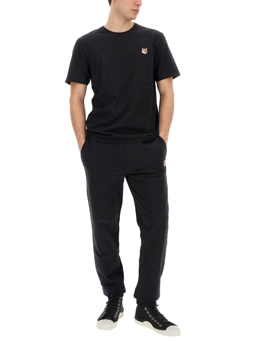 MAISON KITSUNÉ T-SHIRT IN JERSEY DI COTONE CON PATCH FOX